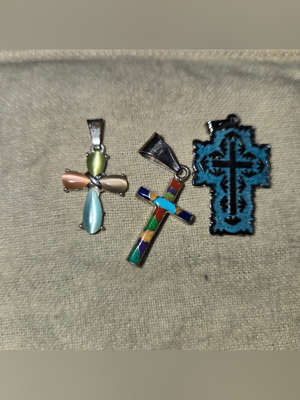 Multicolor Cross Pendant Trio No Markings